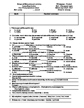 Đề kiểm tra học kì II Tiếng anh lớp 9 - Năm học 2014-2015 - Trường THCS Trà Dơn